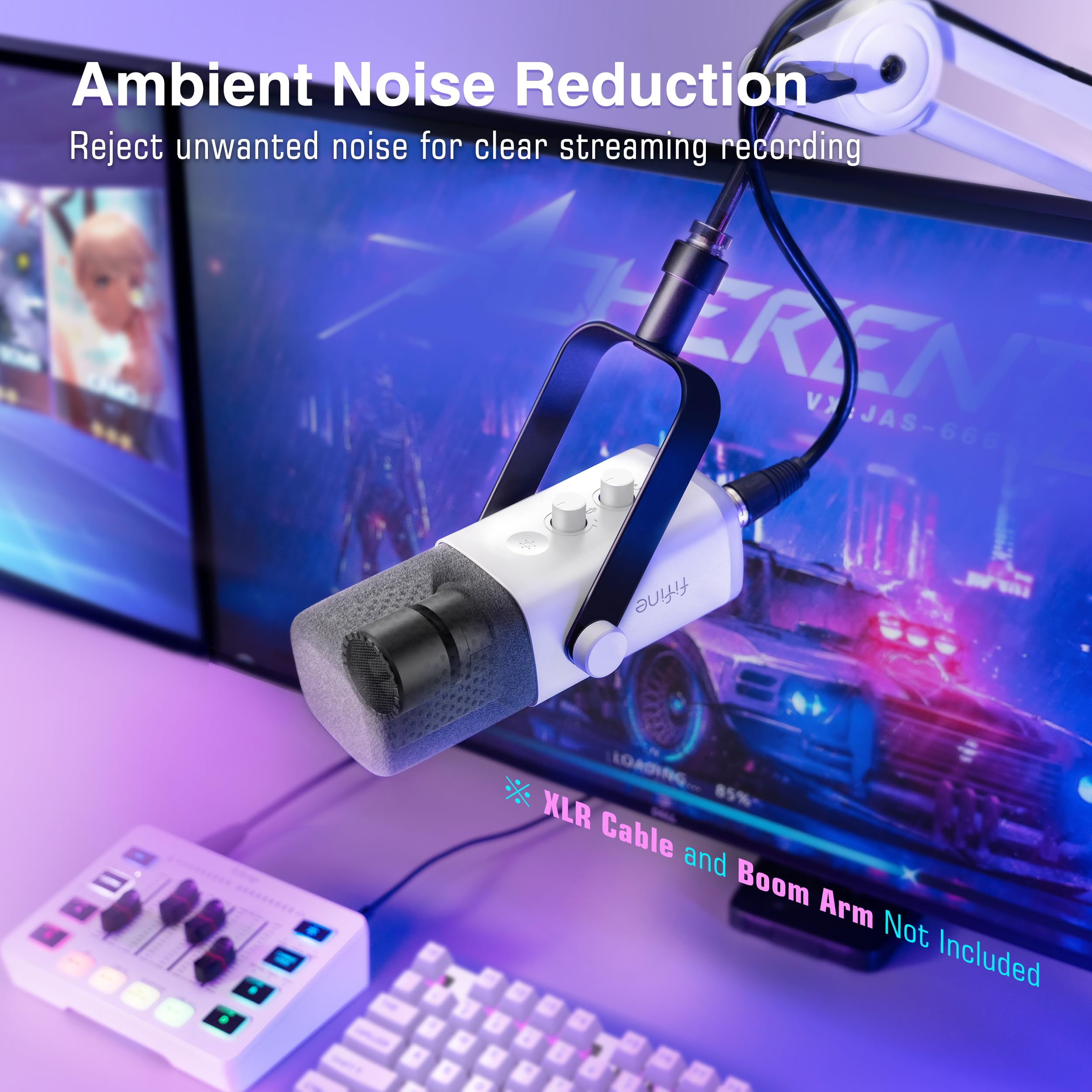 FIFINE AmpliGame AM8W luz RGB encendida, añade ambiente y personalización visual