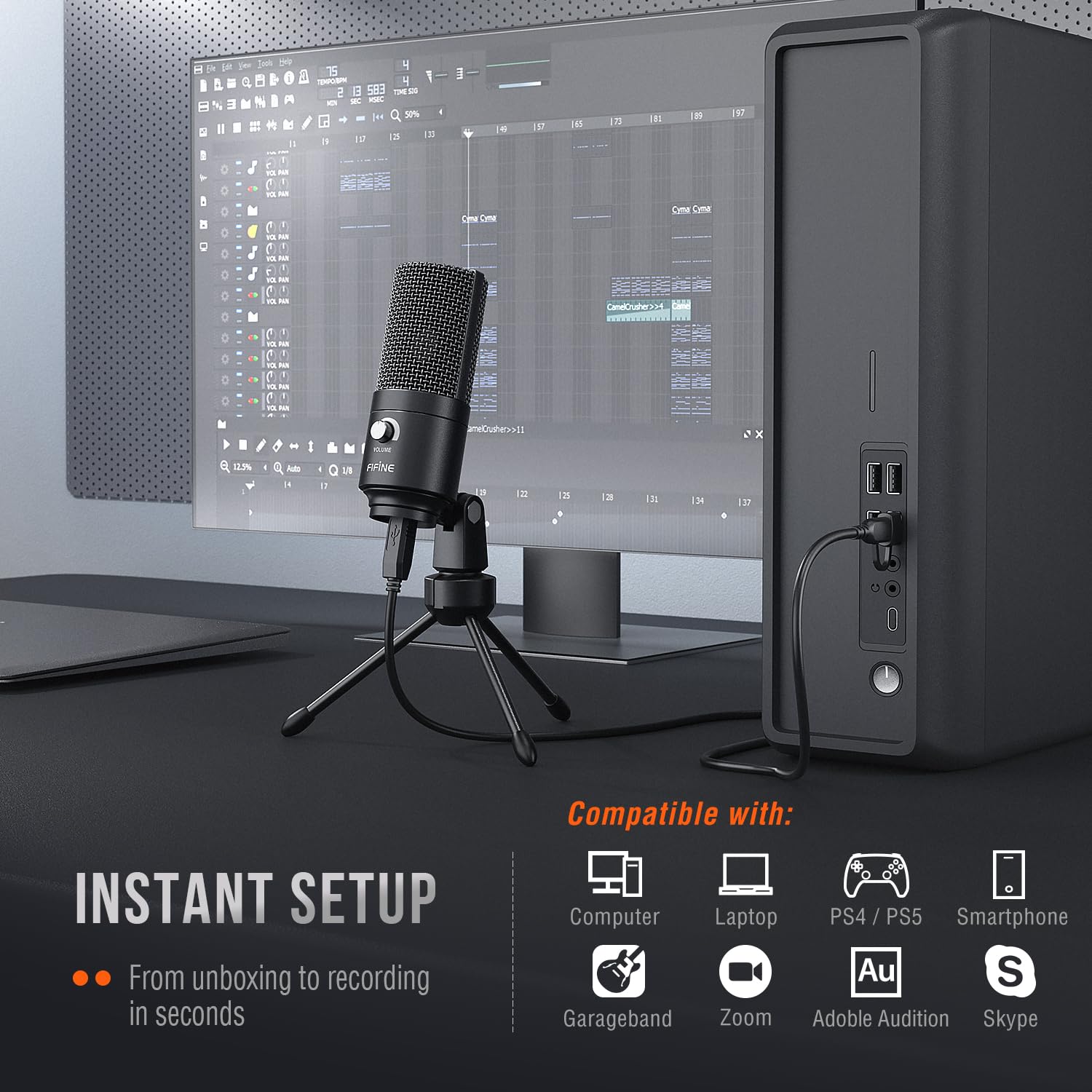 FIFINE K669B cable USB incluido 1,8 m para conexión directa