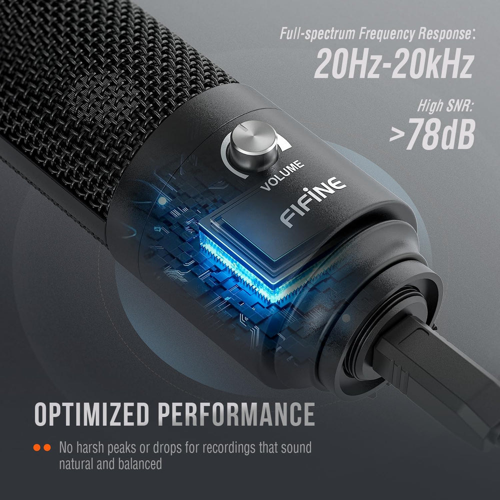 FIFINE K669B primer plano de rejilla metálica que reduce ruido