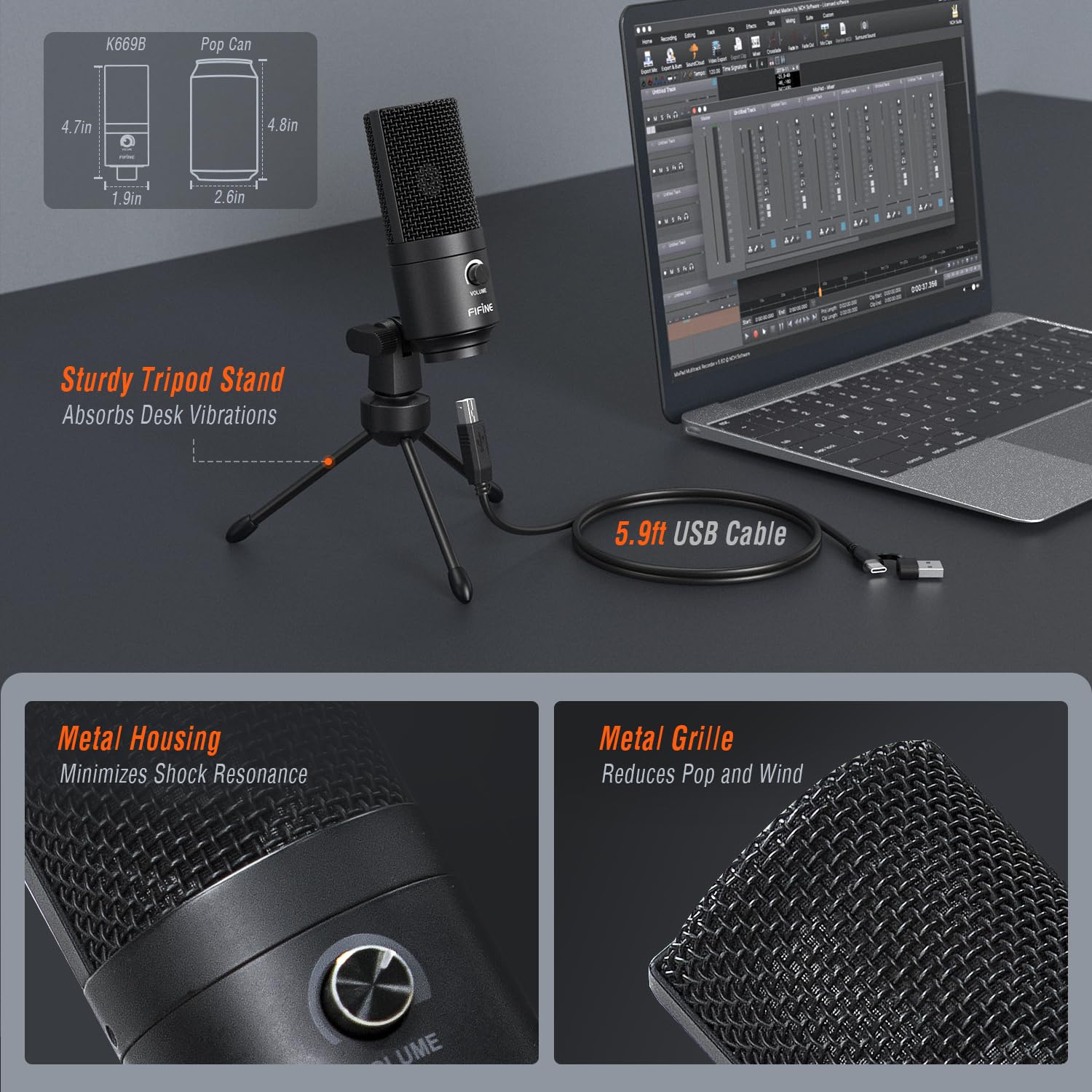 FIFINE K669B en uso durante streaming con voz clara y definida