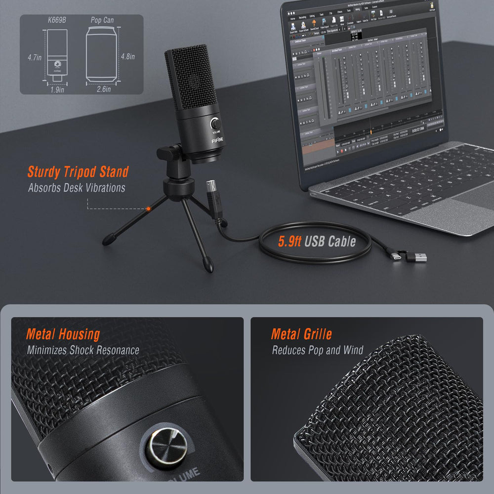 FIFINE K669B en uso durante streaming con voz clara y definida