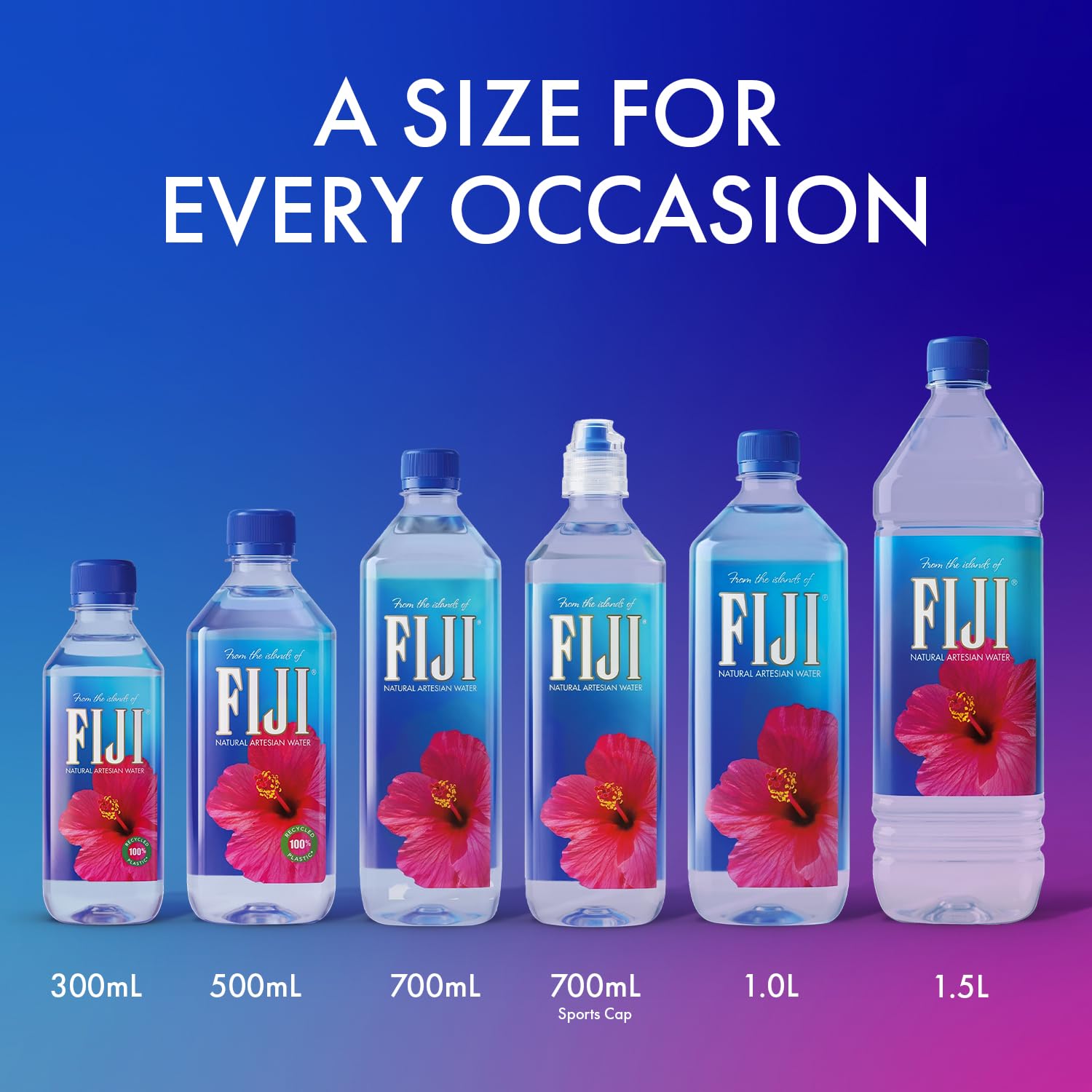FIJI tapa flip-top en detalle para beber con una mano y evitar derrames