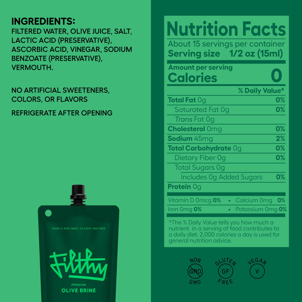 Filthy Food etiqueta con ingredientes visibles, garantiza calidad y transparencia