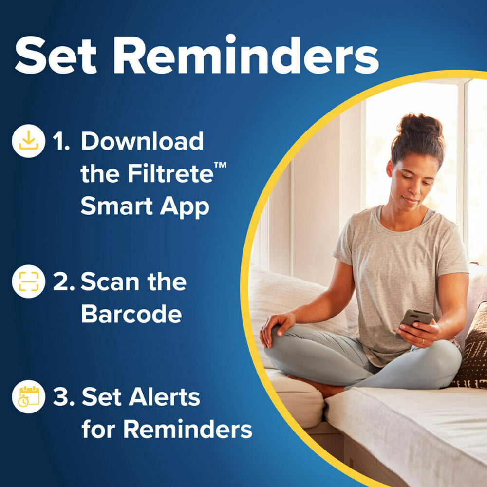 Filtrete pantalla de app móvil con recordatorios de cambio