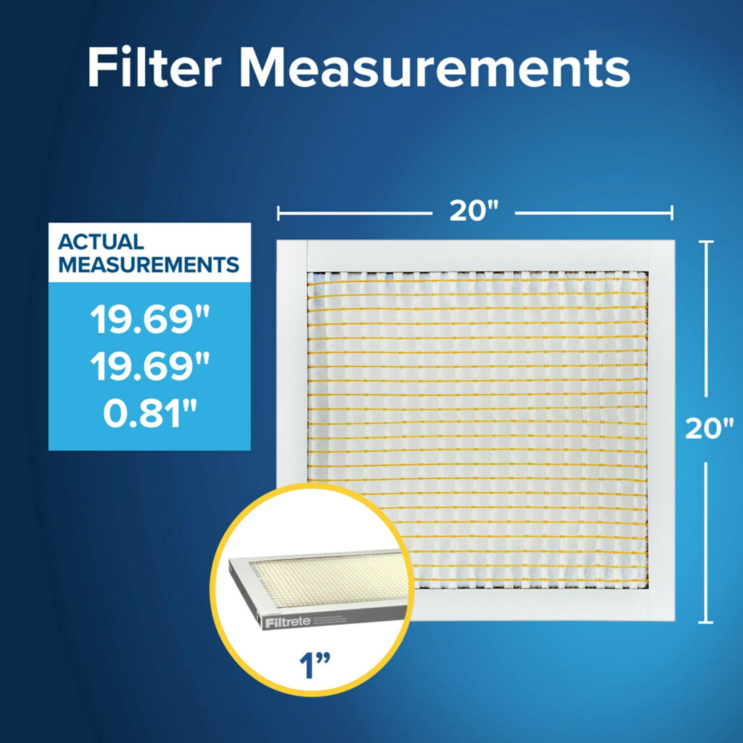 Filtro Filtrete 20x20x1 individual con pleats para captura de polvo