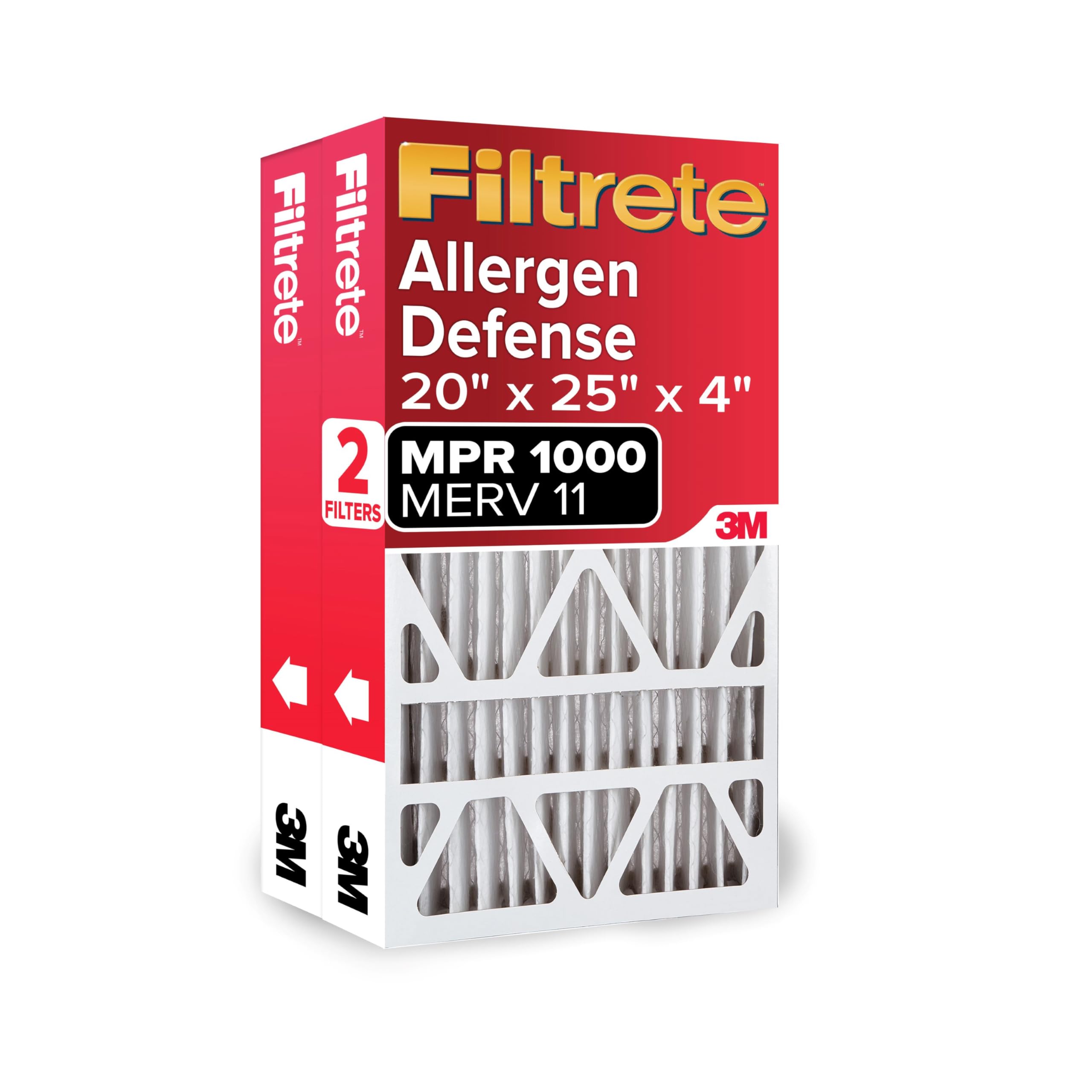Filtrete empaque frontal 2-pack mostrando filtro y beneficio de captura