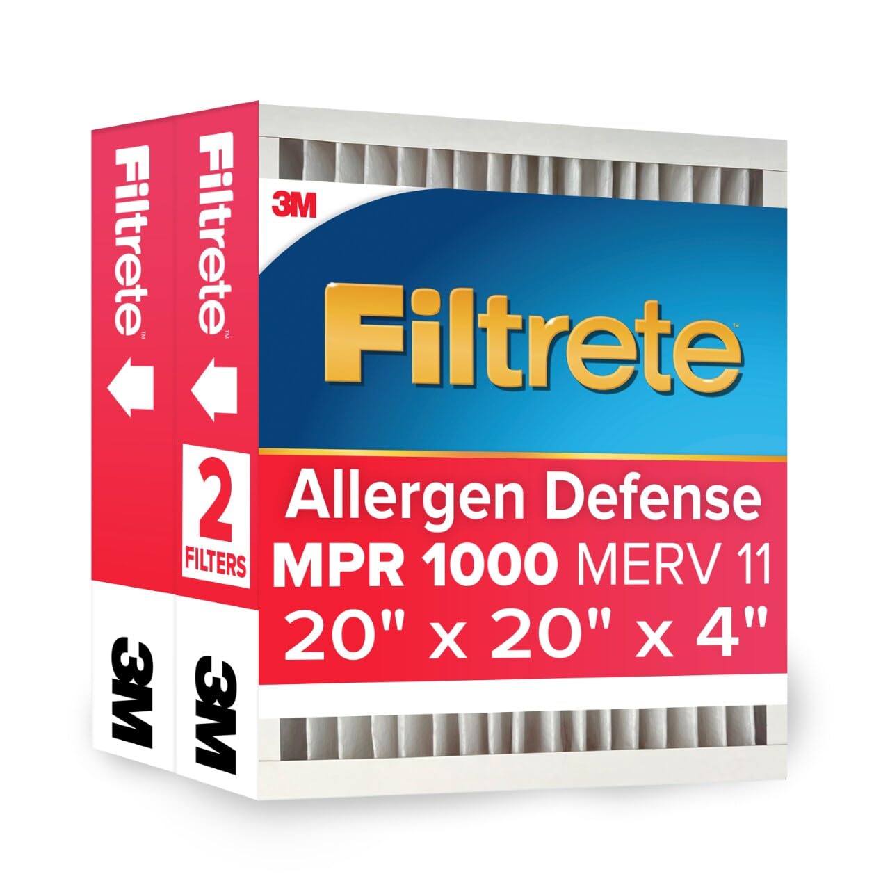 Filtrete vista frontal del empaque mostrando tamaño y características