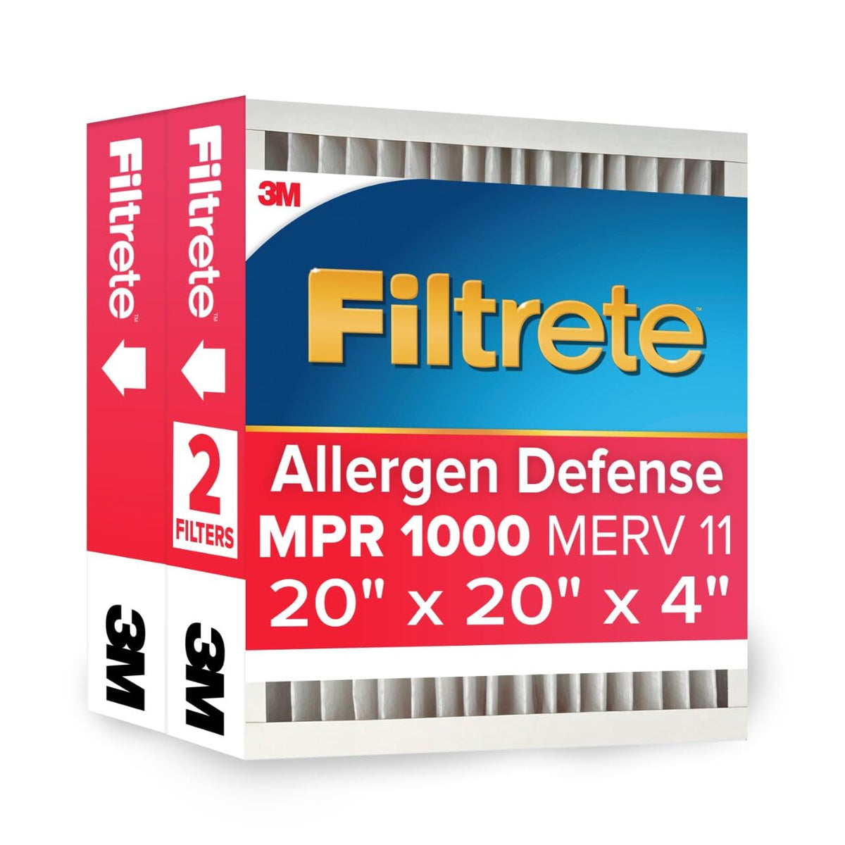 Filtrete vista frontal del empaque mostrando tamaño y características