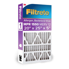 Filtrete frontal del empaque mostrando el filtro y beneficio de aire más limpio