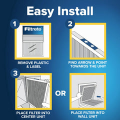 Filtrete mostrando tamaño real 15.68x24.56x0.78 pulgadas para ajuste