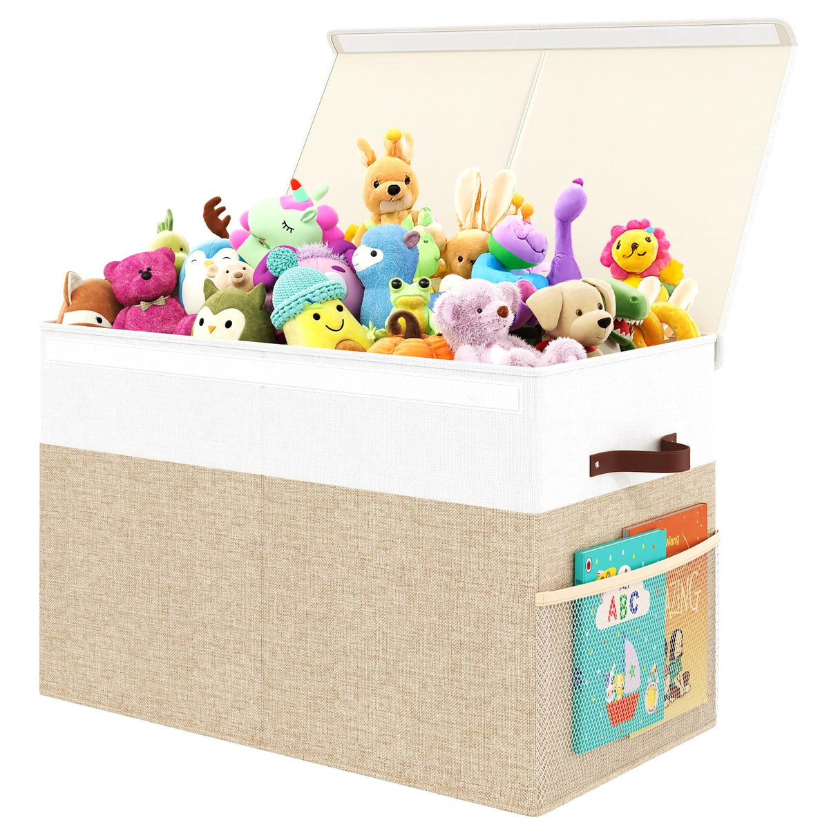 Fineonly front view of large toy box showing neat storage benefit