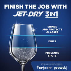 Gota del líquido Finish Jet‑Dry destacando textura que facilita el secado