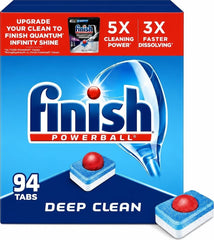 Finish front packaging showing 94-count pack and clear branding for easy supply