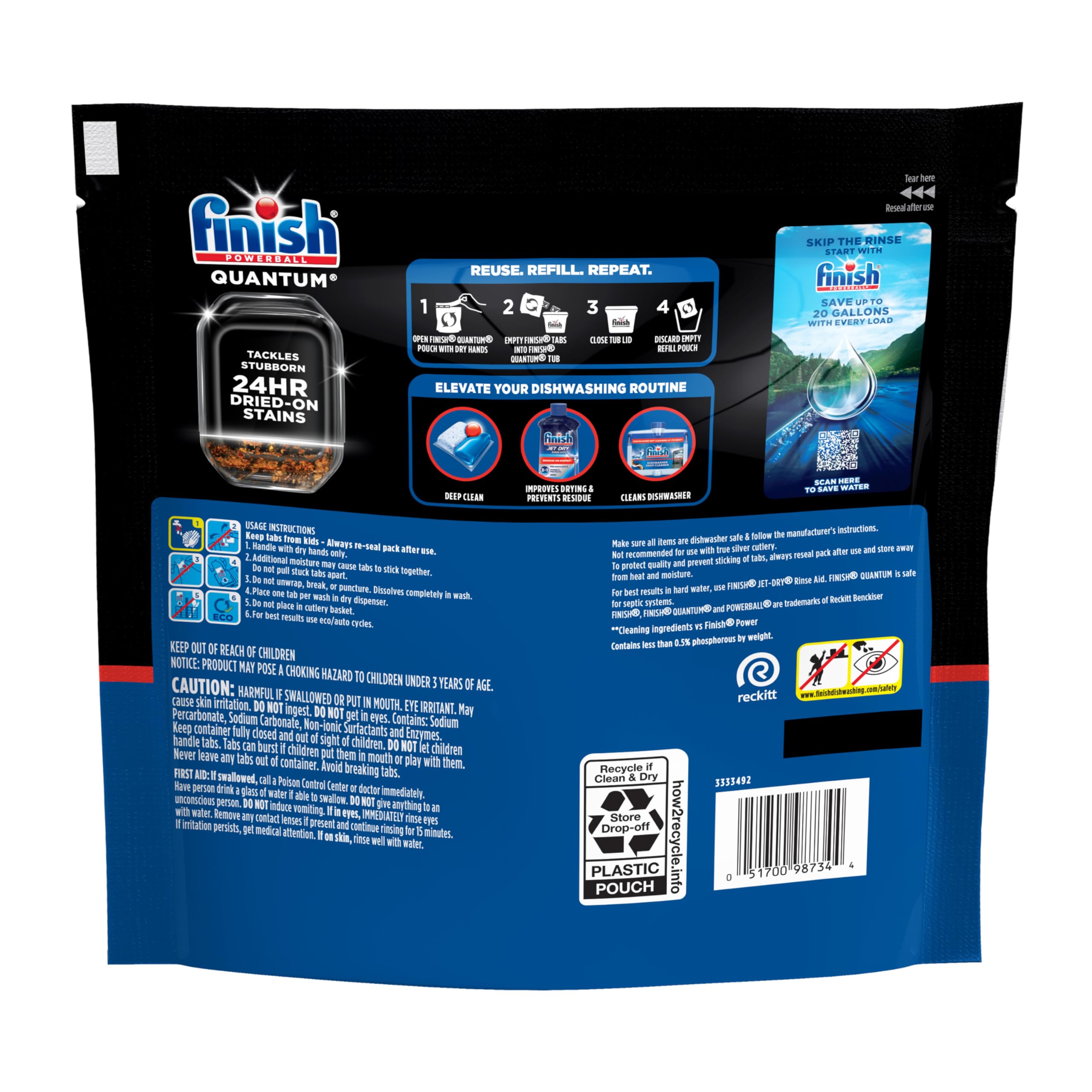 Finish pod dissolving inside a running dishwasher cycle for convenience