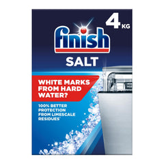 Finish sal paquete frontal mostrando cantidad y marca, protege contra cal