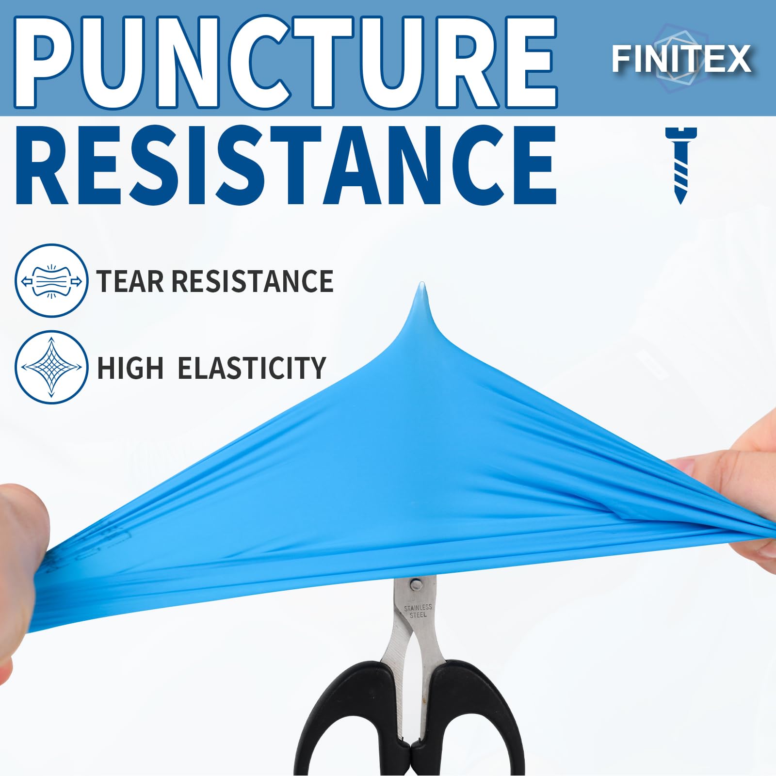 FINITEX guante junto a regla para comparar talla X-Large y ajuste cómodo
