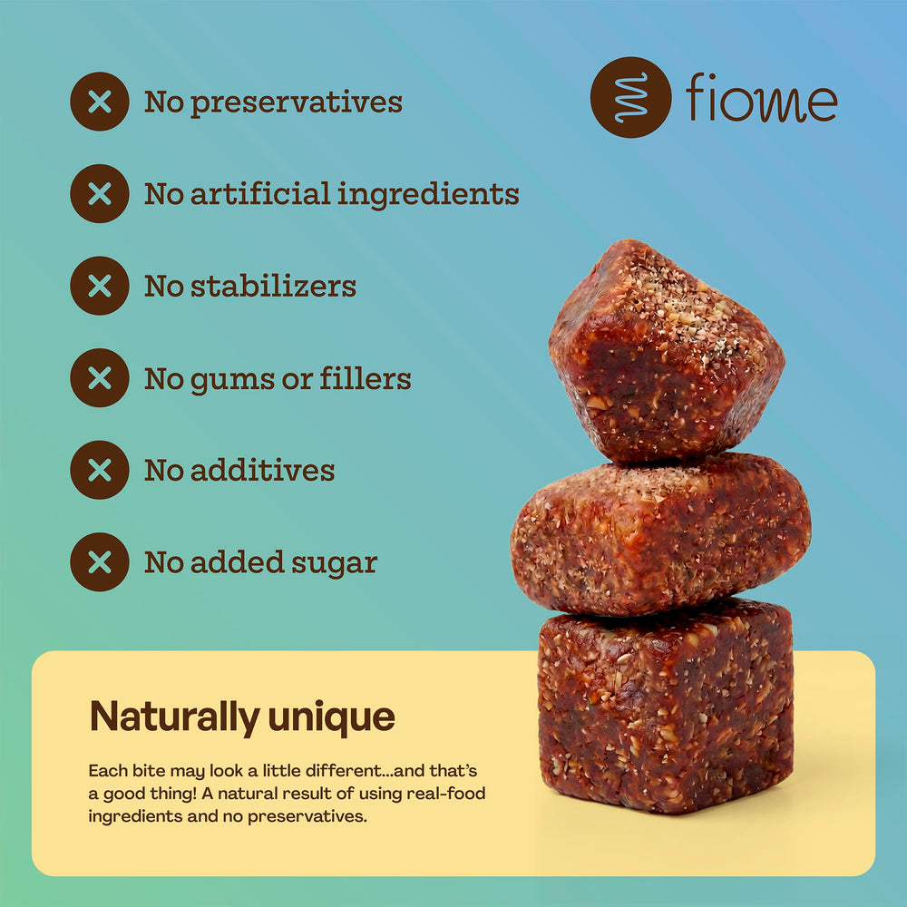 Fiome ingredientes naturales dispuestos que evidencian receta sin aditivos