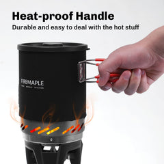 Fire-Maple detalle del quemador integrado con encendido piezoeléctrico para arranque rápido y confiable