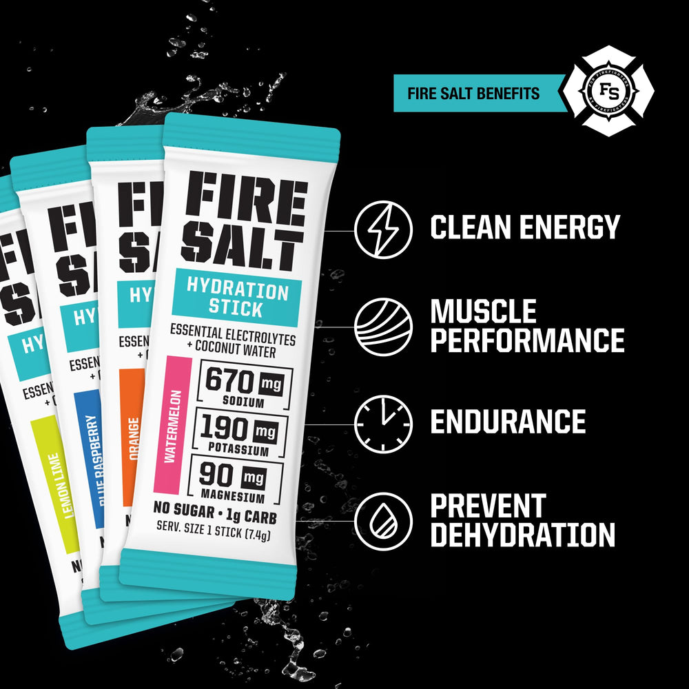 Fire Science Nutrition sobres Fire Salt sobre mesa, fácil bolsillo para trabajo