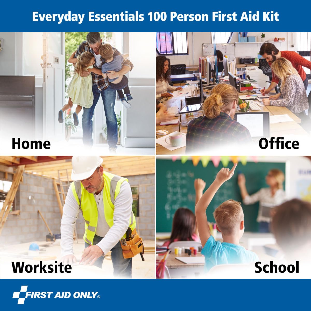 First Aid Only comparación de tamaño mostrando portabilidad y capacidad