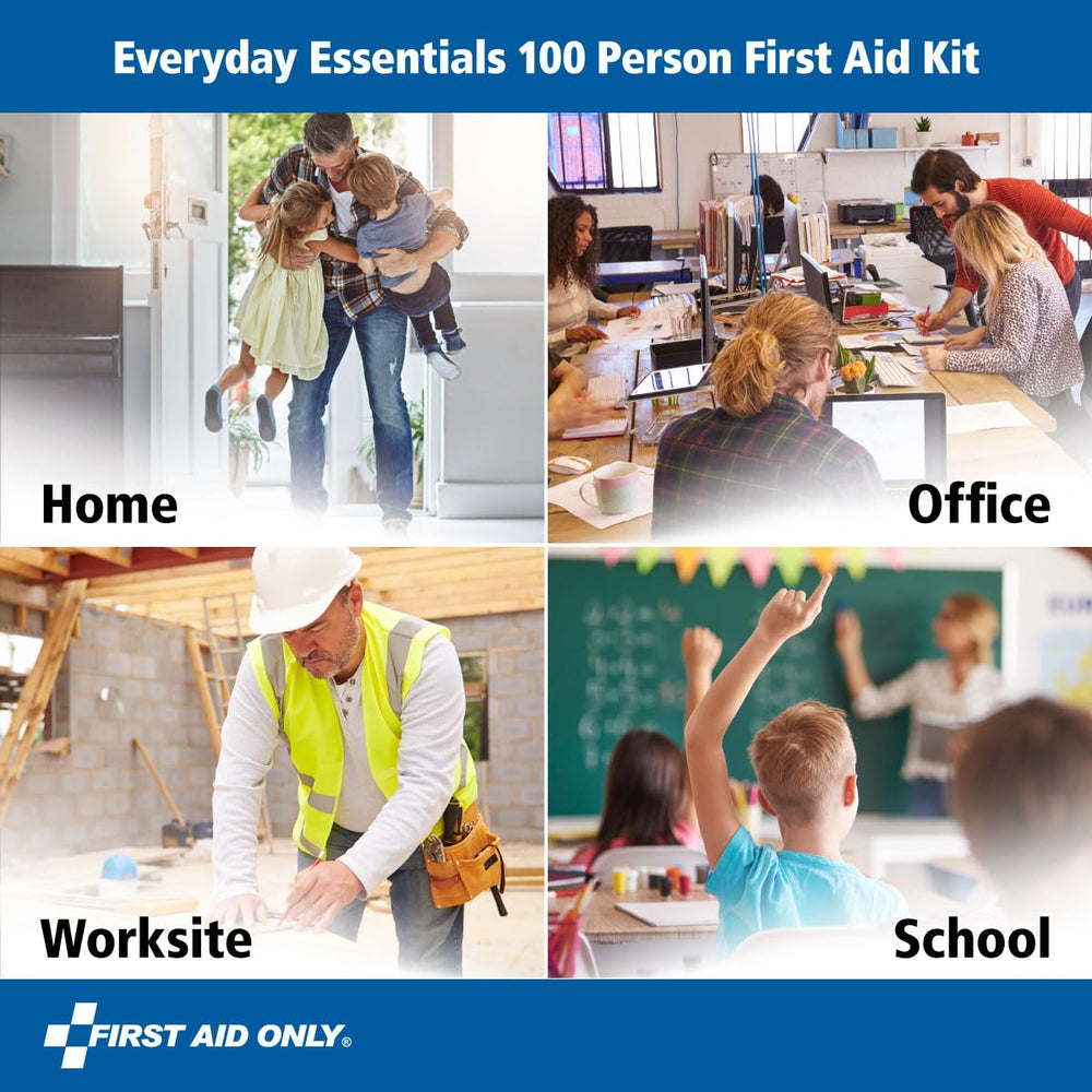 First Aid Only comparación de tamaño mostrando portabilidad y capacidad