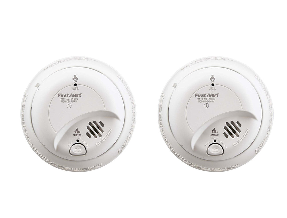 First Alert SC-9120B front view showing LEDs and test button, clear hazard identification