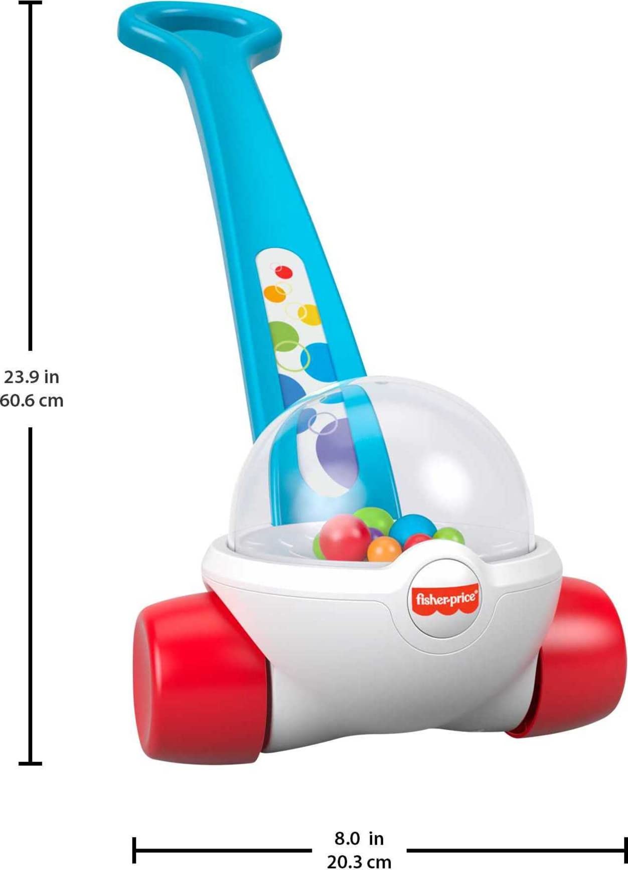 Bebé empujando el Fisher-Price Corn Popper para practicar sus primeros pasos
