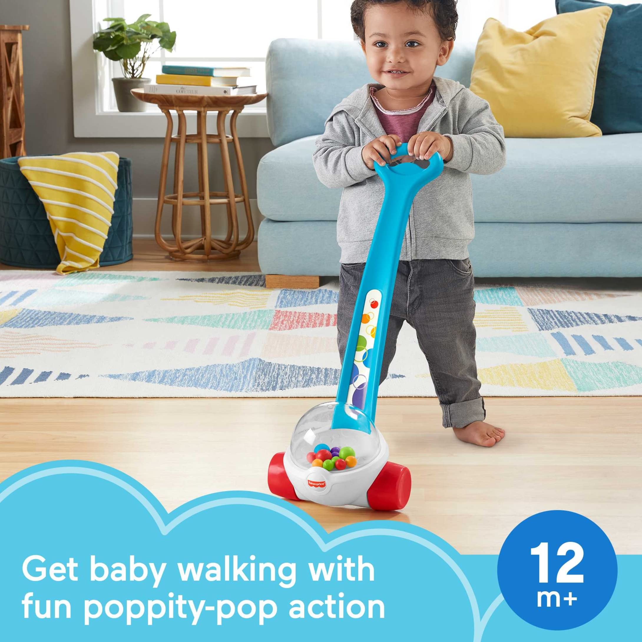 Detalle de las bolitas de colores Fisher-Price que saltan y llaman la atención