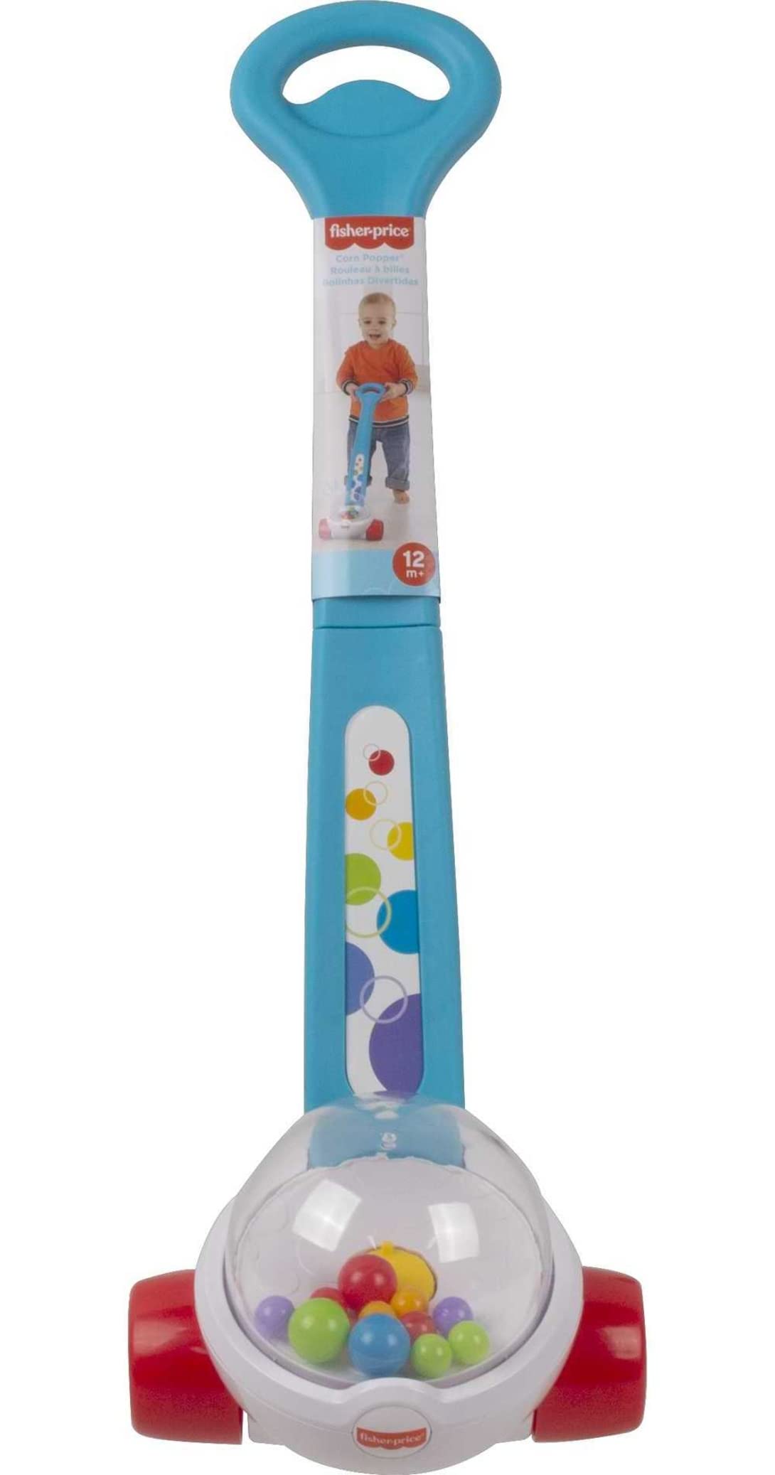 Etiqueta y marca Fisher-Price en el Corn Popper que transmite confianza
