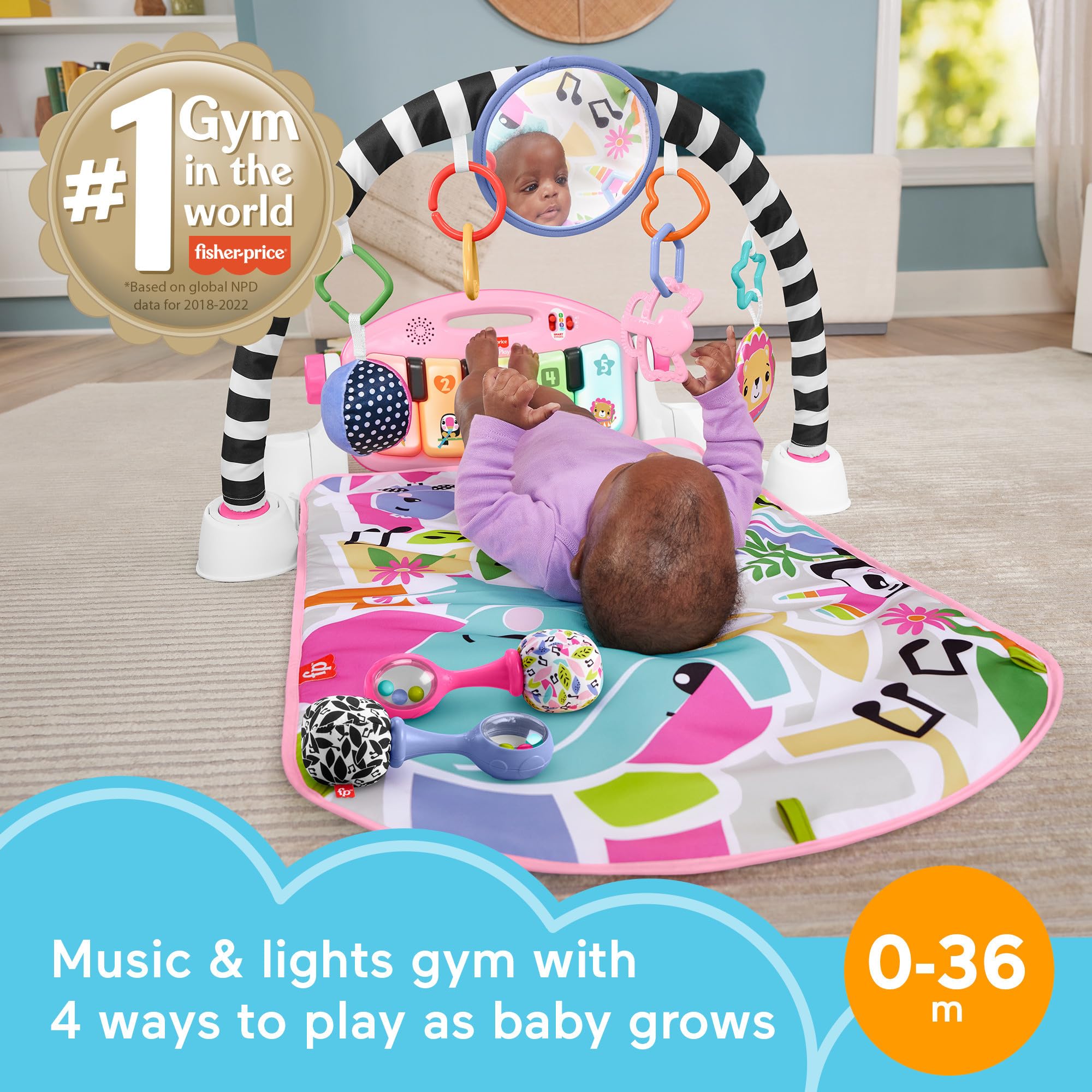 Fisher-Price primer plano de teclas iluminadas que fomentan interacción musical