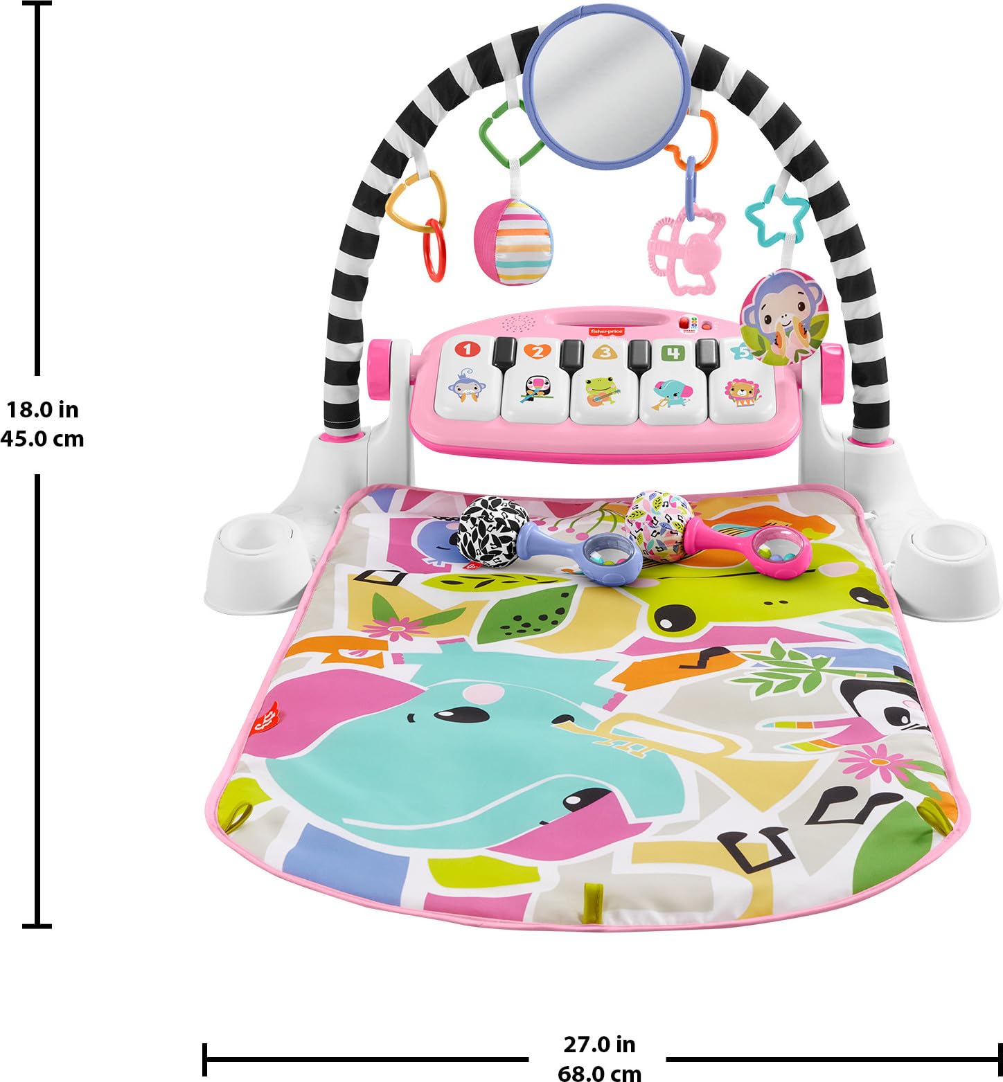 Fisher-Price comparación de tamaño junto a un bebé para referencia práctica