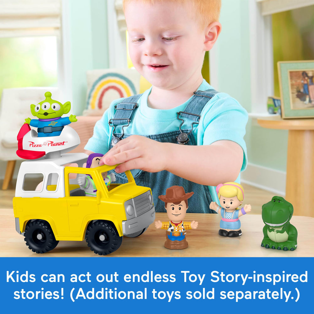 Fisher-Price etiqueta lateral y decoración del camión, realismo inspirado en Toy Story