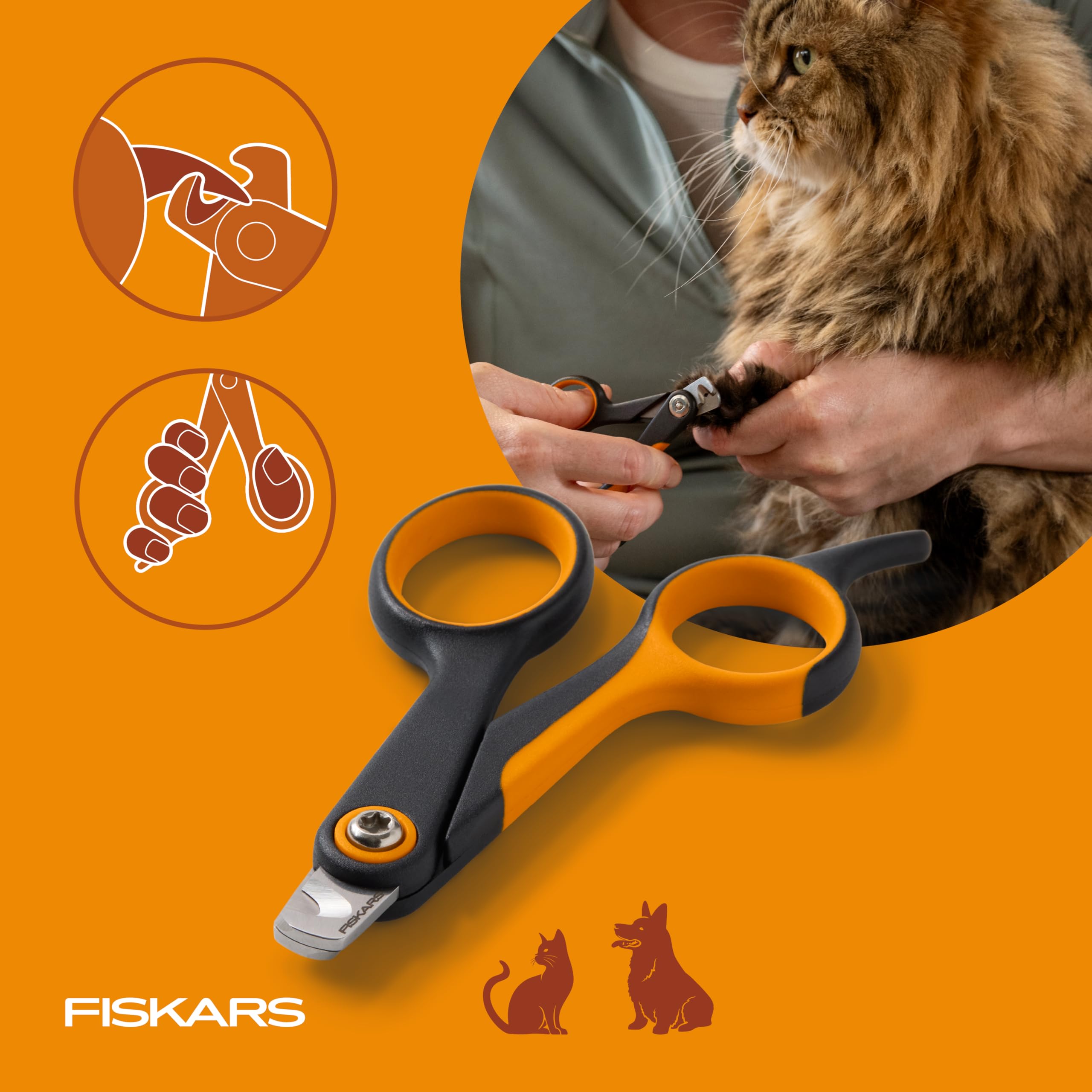 Fiskars cortaúñas guardado en estuche compacto para transporte seguro