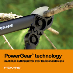 Fiskars close-up of hardened anvil blade showing low-friction coating for smoother cuts