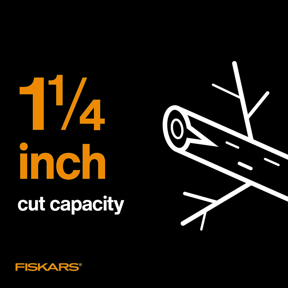 Fiskars blade surface texture close-up showing rust resistance and reduced sap gumming