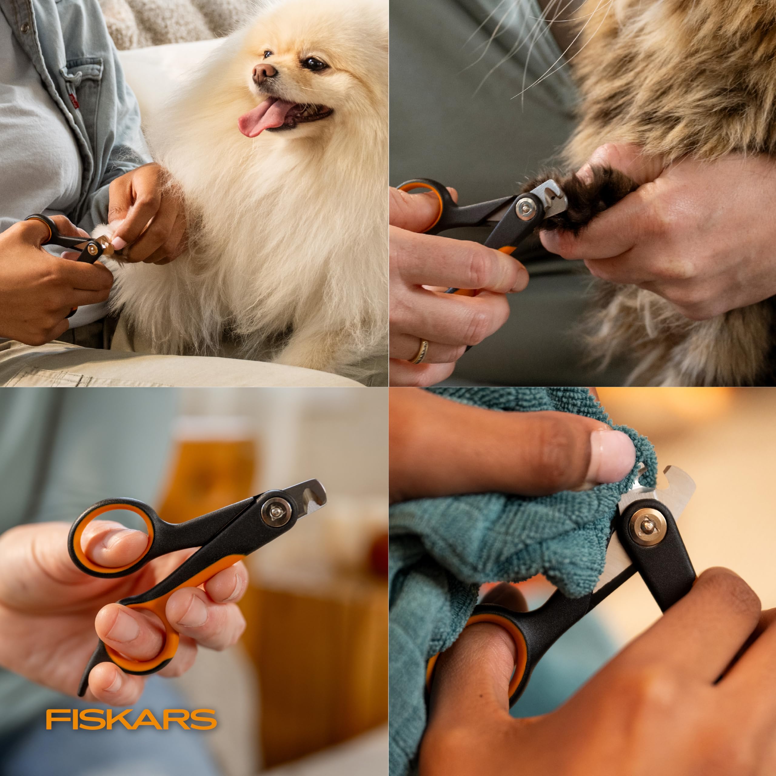 Fiskars escena de aseo familiar mostrando uso cómodo en el hogar