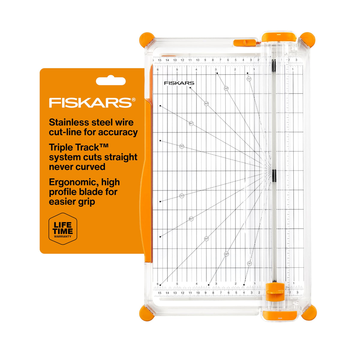 Fiskars vista frontal de la cizalla mostrando diseño compacto y portabilidad