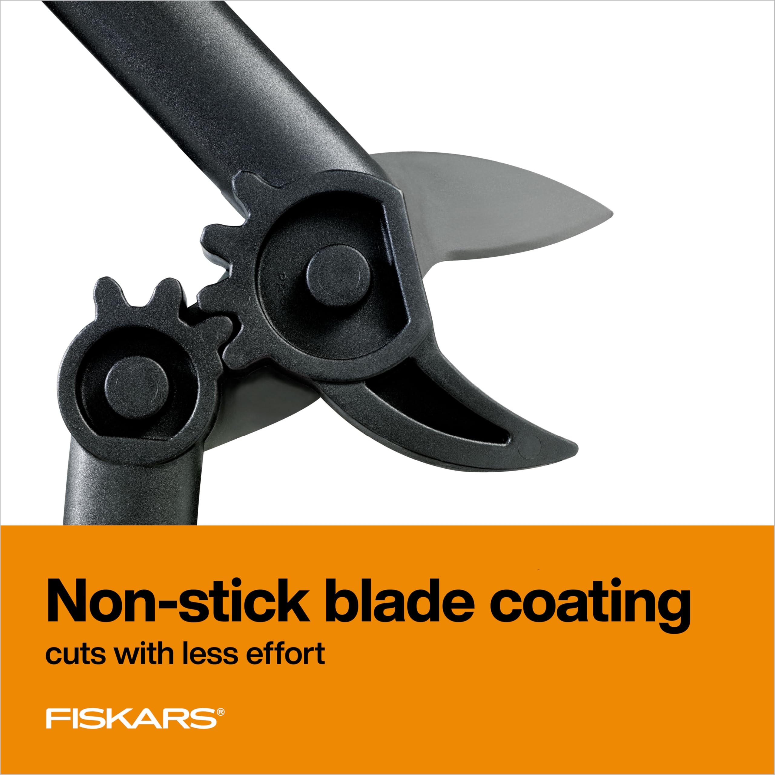 Fiskars reinforced DuraFrame handle detail highlighting lightweight strength and ergonomic grip