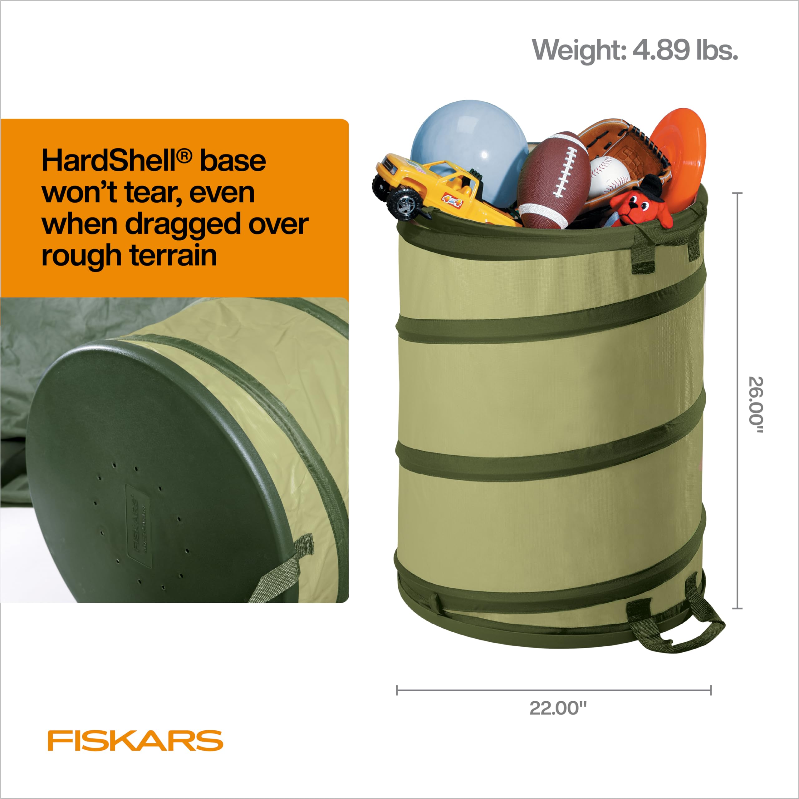 Fiskars Kangaroo junto a regadera para comparar tamaño y capacidad visual