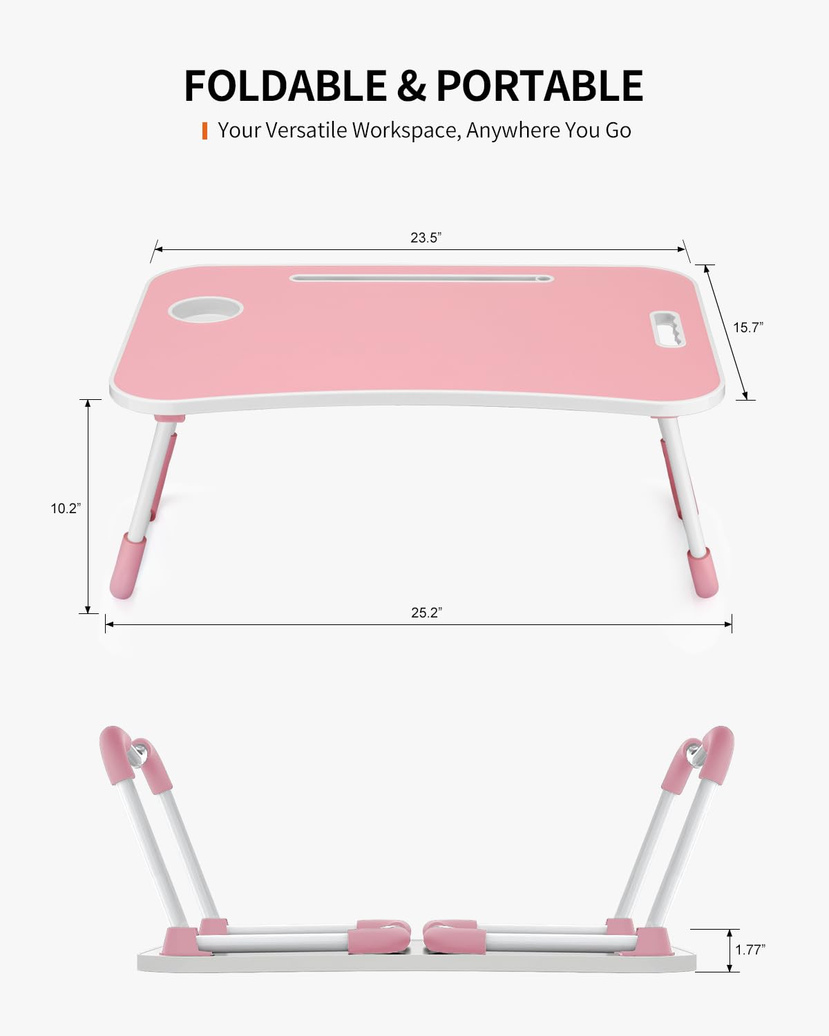 FISYOD mesa plegada con asa, diseño compacto para fácil transporte