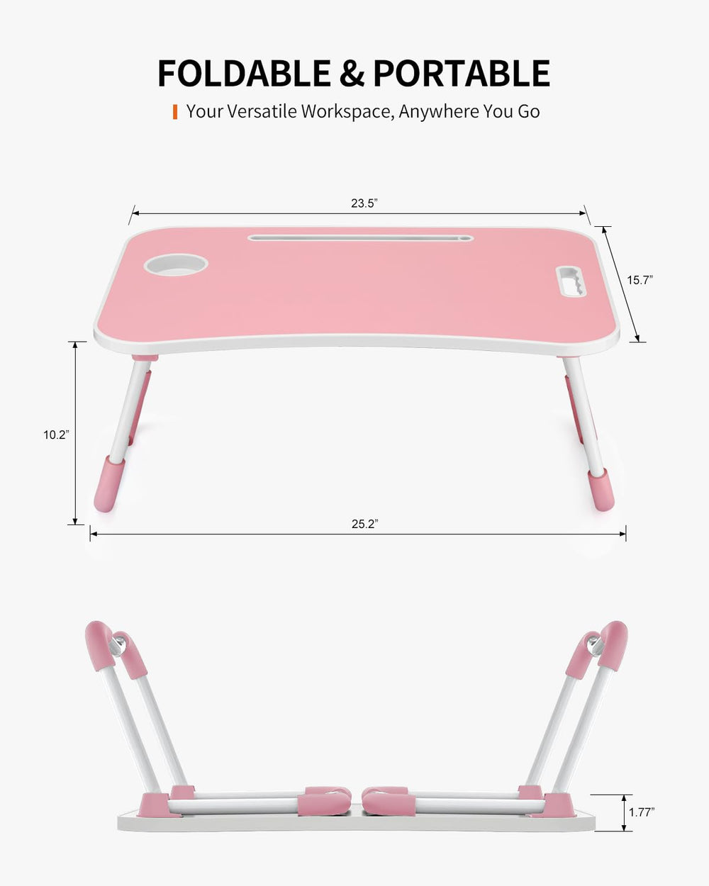 FISYOD mesa plegada con asa, diseño compacto para fácil transporte