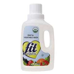 Fit Organic botella frontal mostrando etiqueta y volumen, limpieza eficaz visible