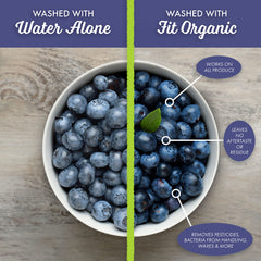 Fit Organic en uso remojando manzanas para eliminar residuos