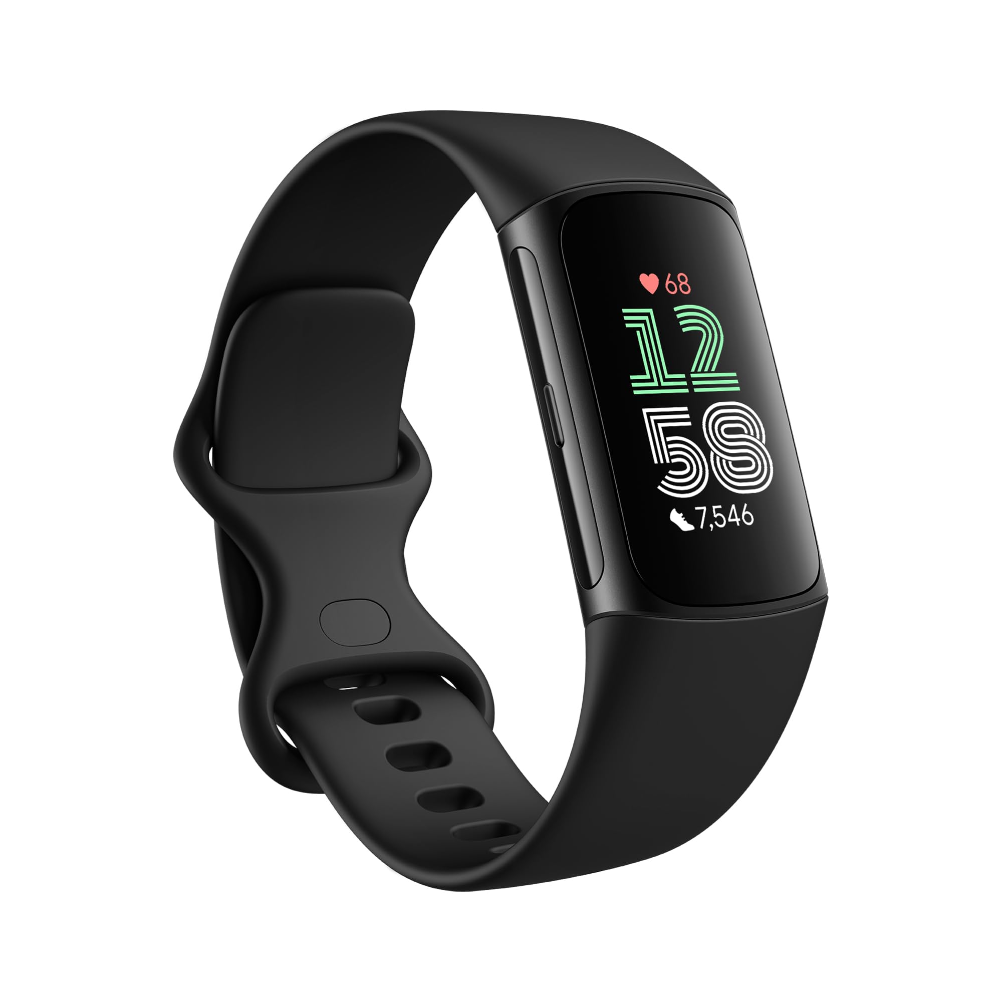 Fitbit Charge 6 frontal mostrando diseño elegante y funciones rápidas