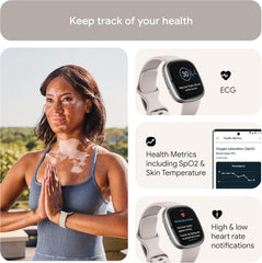 Fitbit Sense 2 correa Lunar White textura cómoda y resistente