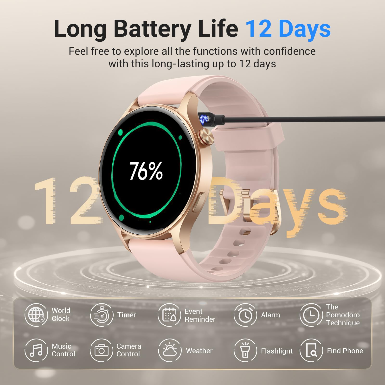 Fitpolo escala del reloj junto a una muñeca, diseño compacto y proporciones femeninas
