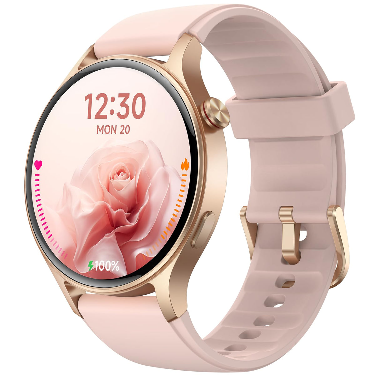 Fitpolo frontal del reloj mostrando pantalla AMOLED y diseño elegante, ideal para estilo diario