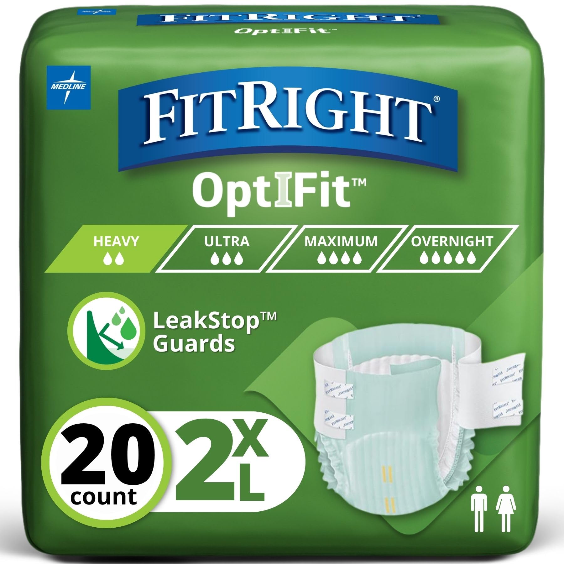 FitRight empaque frontal 2XL mostrando la talla y cantidad, protección visible
