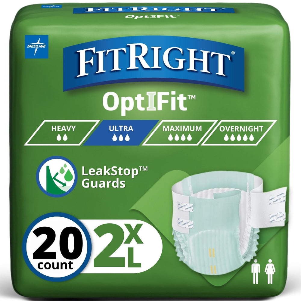 FitRight paquete frontal mostrando 20 pañales y protección máxima
