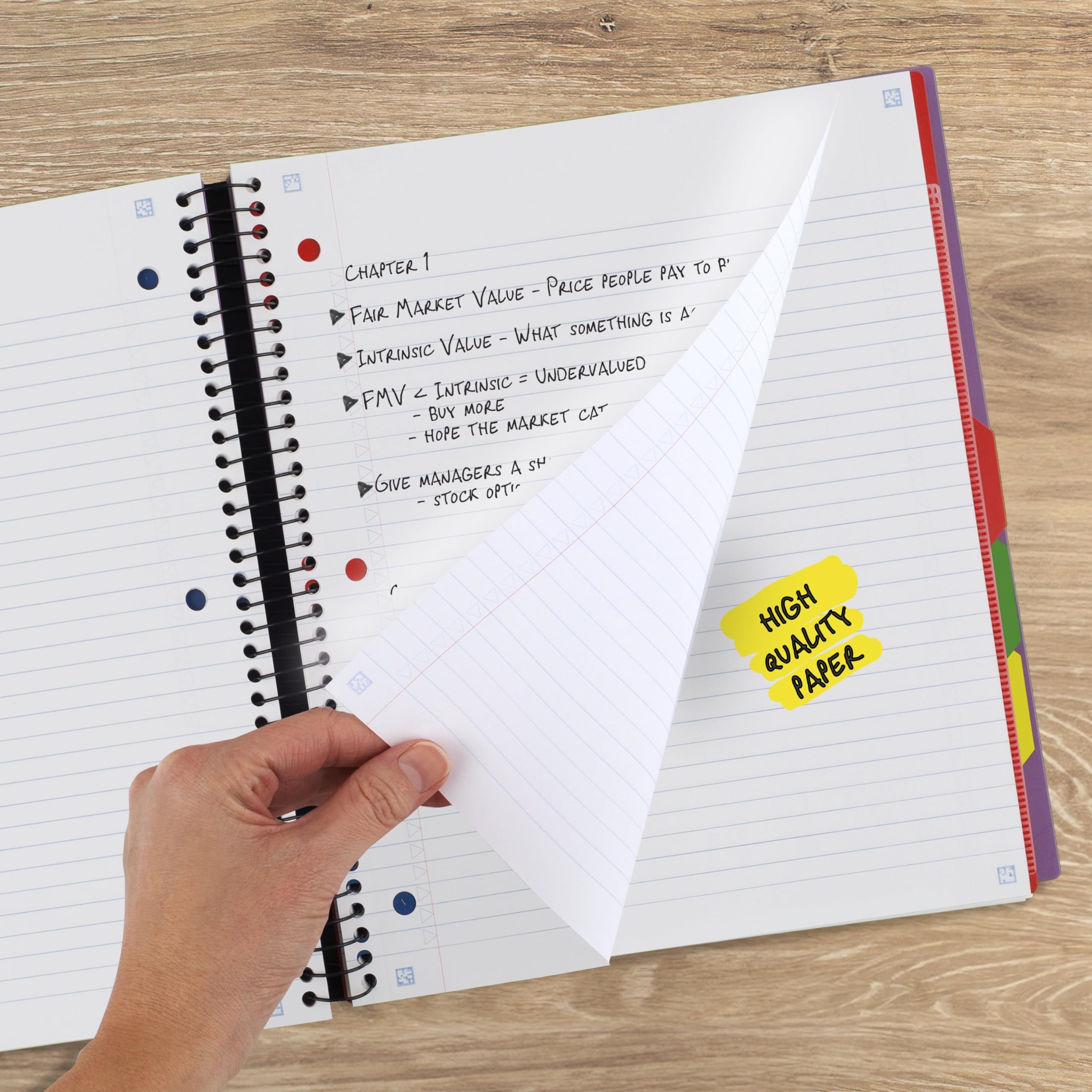 Five Star divisor con bolsillo expandible que guarda hojas carta